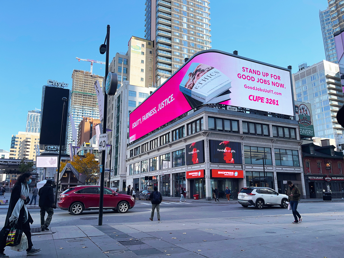 OOH banner on display in a billboard